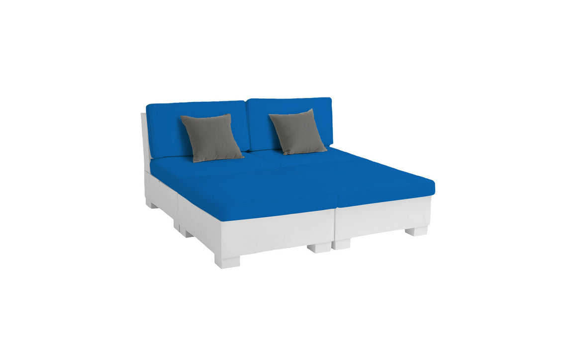Ledge Lounger SG 4 Piece Sunchair — White Base-4601 Pacific Blue Fabric