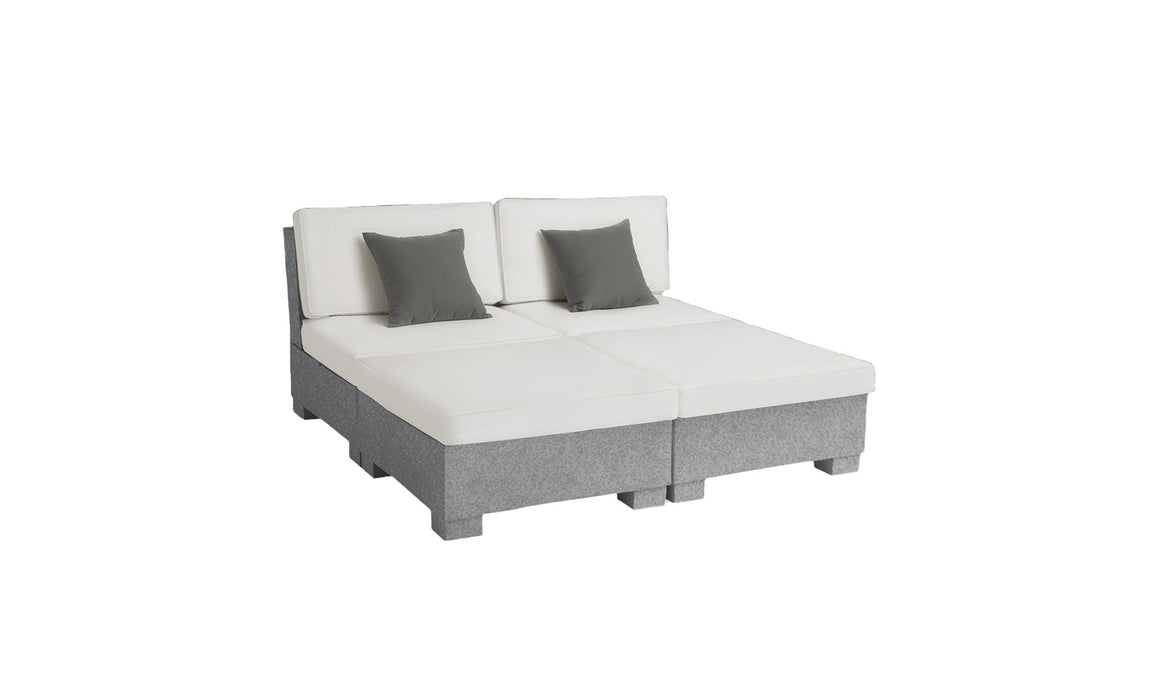 Ledge Lounger SG 4 Piece Sunchair — Granite Gray Base-4634 White Fabric
