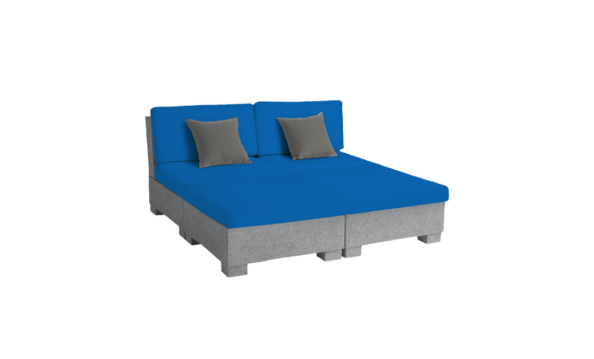 Ledge Lounger SG 4 Piece Sunchair — Granite Gray Base-4601 Pacific Blue Fabric