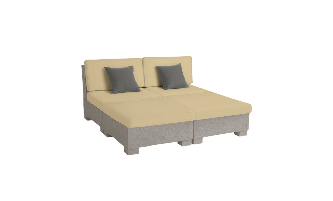 Ledge Lounger SG 4 Piece Sunchair — Sandstone Base-4633 Linen Fabric