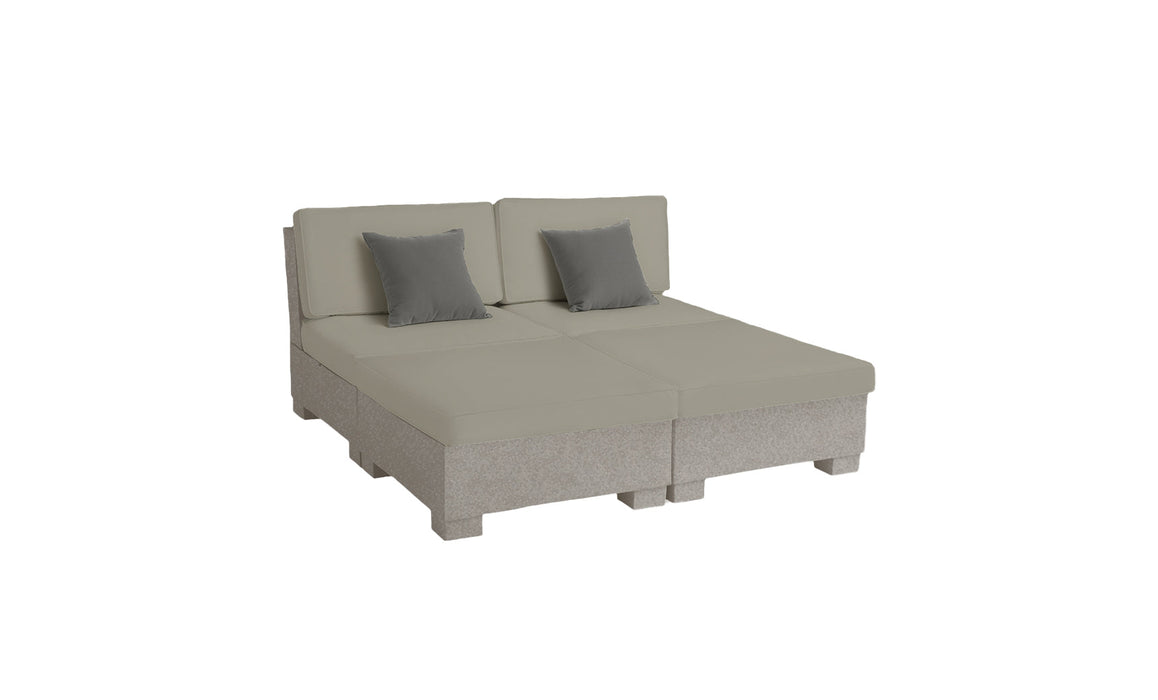 Ledge Lounger SG 4 Piece Sunchair — Sandstone Base-4630 Cadet Grey Fabric