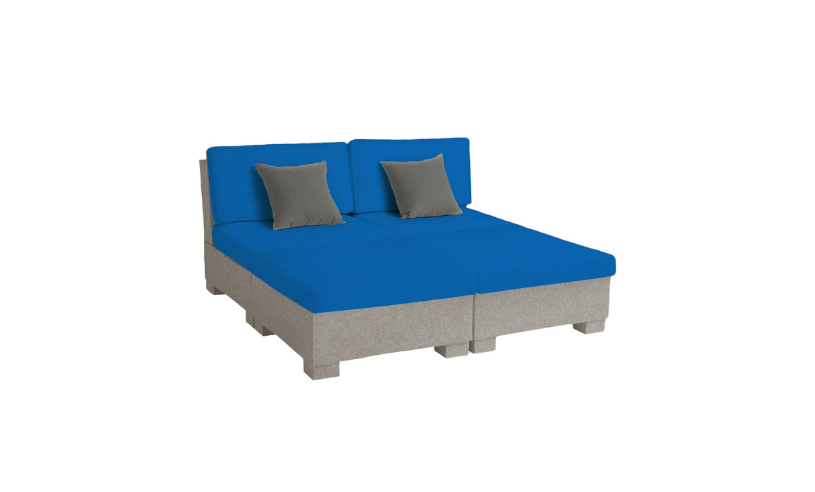 Ledge Lounger SG 4 Piece Sunchair — Sandstone Base-4601 Pacific Blue Fabric