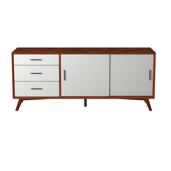 Alpine Furniture Flynn Large TV Console, Chestnut/White