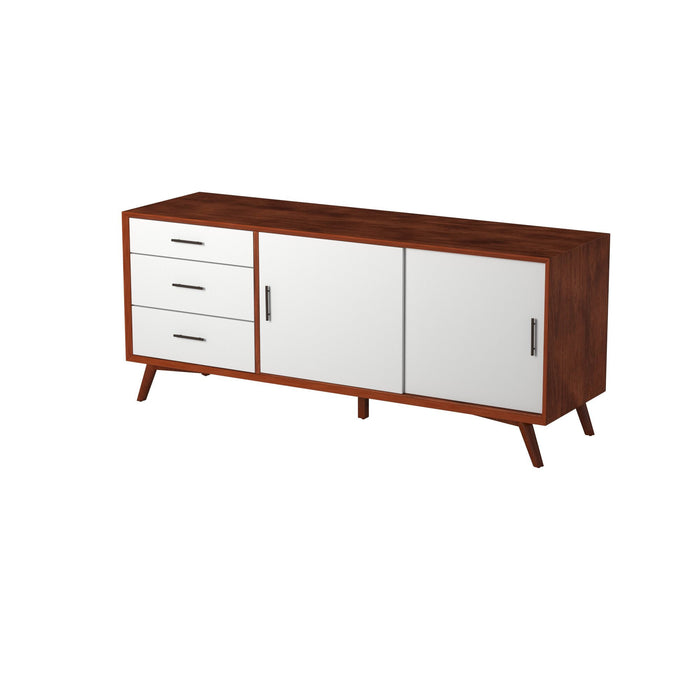 Alpine Furniture Flynn Large TV Console, Chestnut/White