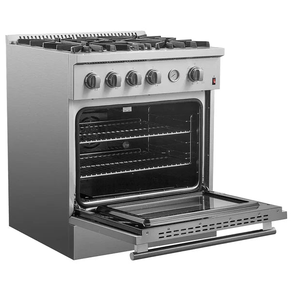 Forno Marco 30-inch Gas Range with 4 Burners and 4.32 Cu.ft. Convection Oven in Stainless Steel (FFSGS6277-30) FORNO