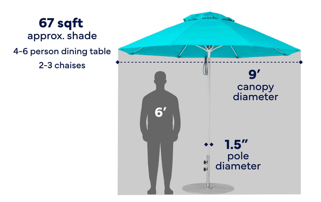 Ledge Lounger Premier Umbrella-9' Oct-Pulley — view 6
