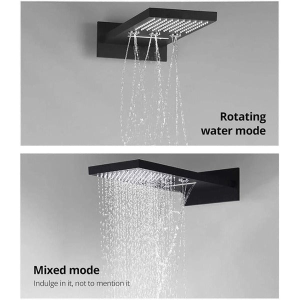 Cascada Showers 9"x22" Matt Black Wall Mounted Multi Settings Shower System - Detail View 2