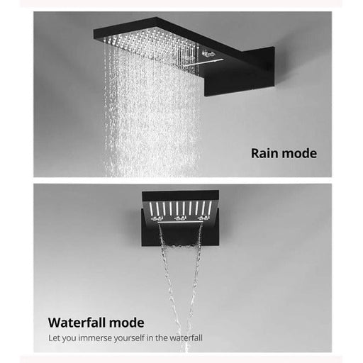 Cascada Showers 9"x22" Matt Black Wall Mounted Multi Settings Shower System - Alternate View