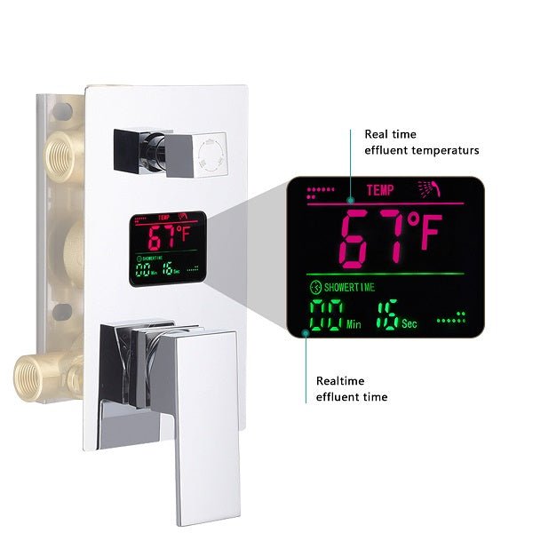 Cascada Showers 9"x22” Music LED shower set with Single Valve & LCD Display - Product Image 8