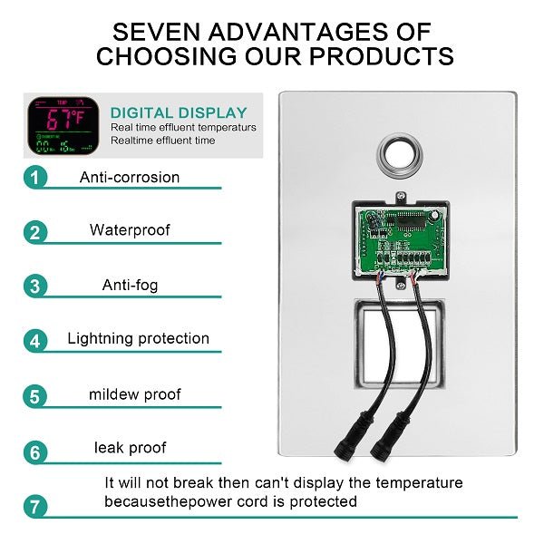 Cascada Showers 9"x22” Music LED shower set with Single Valve & LCD Display - Product Image 13