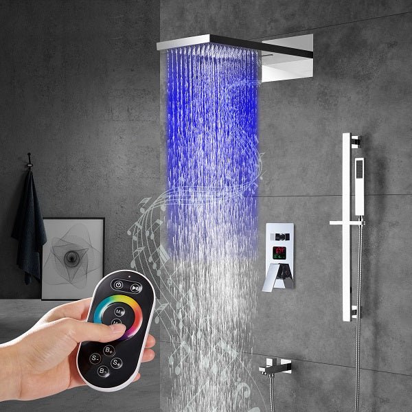 Cascada Showers 9"x22” Music LED shower set with Single Valve & LCD Display - Product Image 12