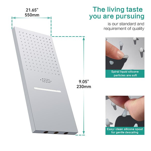 Cascada Showers 9"x22” Music LED shower set with Single Valve & LCD Display - Product Image 9