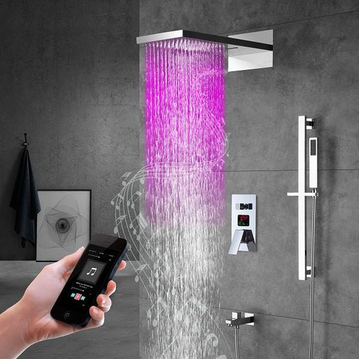 Cascada Showers 9"x22” Music LED shower set with Single Valve & LCD Display - Main Product Image