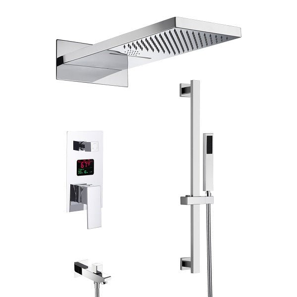 Cascada Showers 9"x22” Music LED shower set with Single Valve & LCD Display - Product Image 11