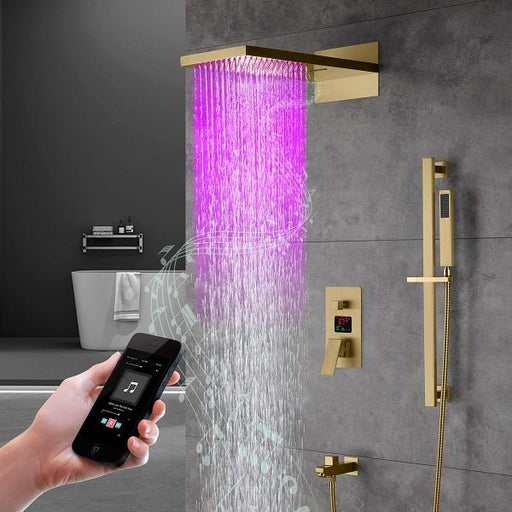 Cascada Showers 9"x22” Music LED shower set with Valve & LCD Display - Main Product Image