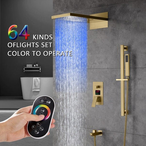 Cascada Showers 9"x22” Music LED shower set with Valve & LCD Display - Alternate View