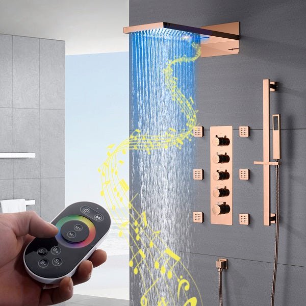 Cascada Capri 9"x22” Music LED Shower System - Detail View