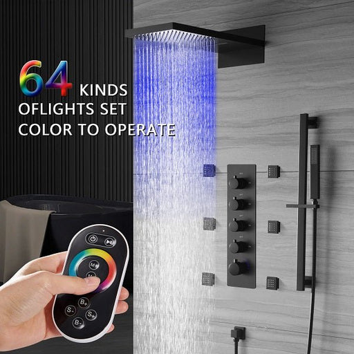 Cascada Showers Capri 9"x22” Music LED Shower System: The Ultimate Shower Experience - Side View