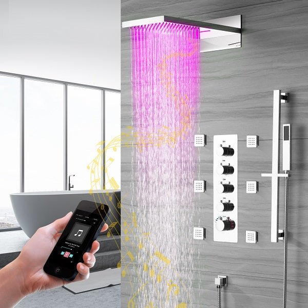 Cascada Capri 9"x22” Music LED Shower System: The Smart Way to Shower