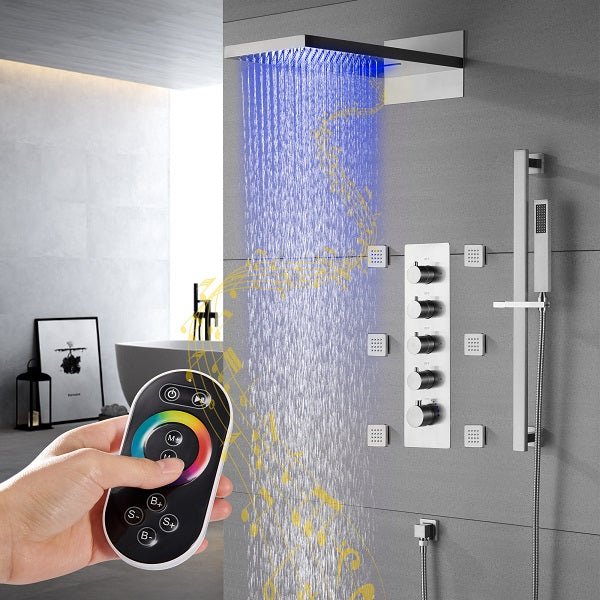 Cascada Showers 9"x22” Capri Music LED shower system - Product Image 11
