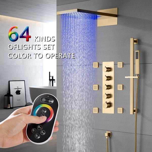 Cascada Capri 9"x22” Music LED Shower System: The Ultimate Shower Experience - Side View