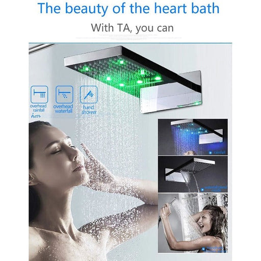 Cascada Showers 9"x22" Thermostatic Shower System With Automated LED Color Change - Main Product Image