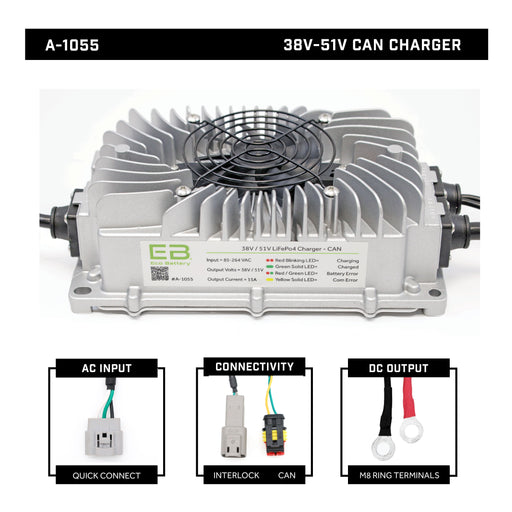 38V-51V 15A CAN Charger - angle view