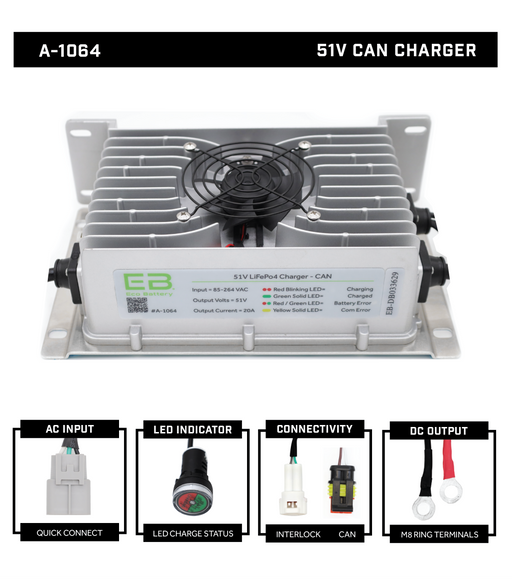 51V 20A CAN Charger - angle view