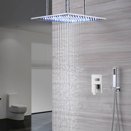 20'' or 24'' Ceiling-Mounted Chrome Rainfall Shower Faucet - front view