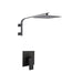 12inch rain head Big arc Wall Mounted Matte Black Shower System with single way Rough-in Valve Body and Trim - angle view
