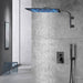 12inch 2 way Big arc Wall Mounted Matte Black Shower System with two function pressure balance Rough-in Valve Body and Trim - angle view