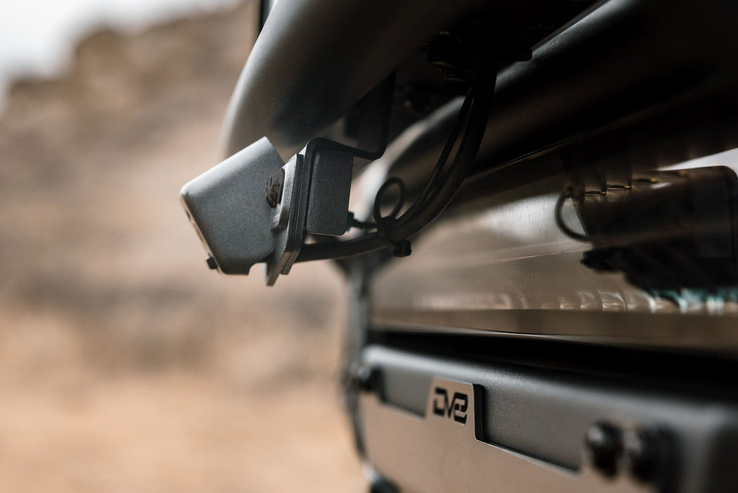 DV8 2021-2026 Ford Bronco & Bronco Raptor Tube Front Bumper Camera Relocation Bracket – installed on vehicle, image 6 of 8