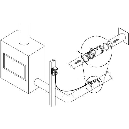 Drolet 5"Ø Fresh Air Intake Register With Airtight Damper fresh air intake kit - side angle