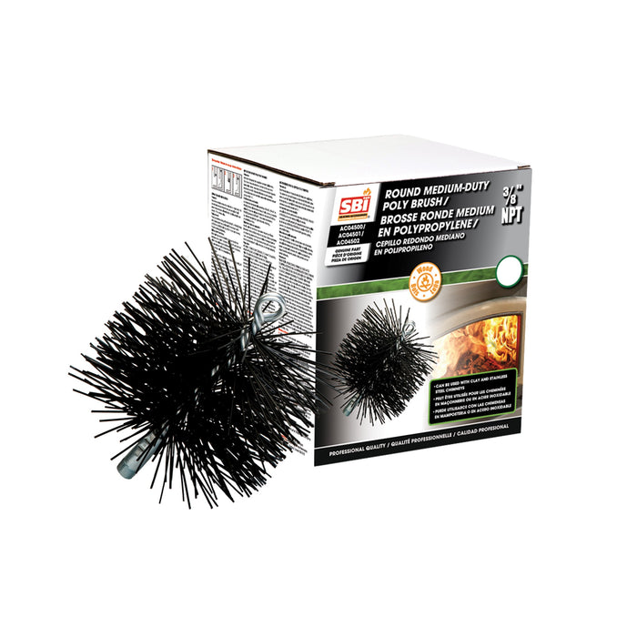 Drolet 6" Round Chimney Brush, Polypropylene Bristles (3/8" NPT) AC04500