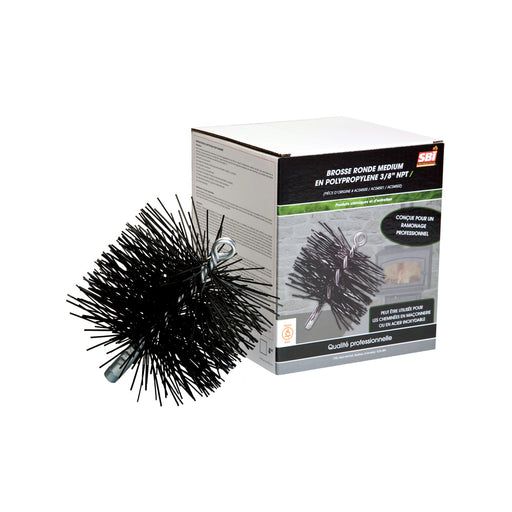 Drolet 7" Round Chimney Brush, Polypropylene Bristles (3/8" NPT) AC04501