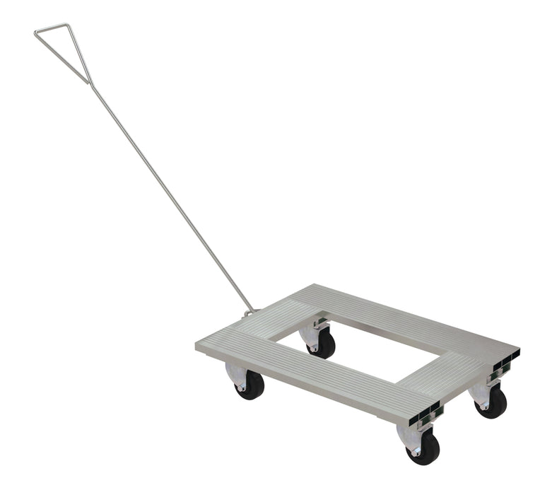 Vestil ACP-1824-9-HDL Aluminum Channel Dolly with Handle 18 in. x 24 in. Deck with Hard Rubber Casters 900 lb. Capacity Silve