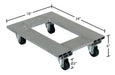 Vestil ACP-1824-9 aluminum channel dolly dimensions diagram