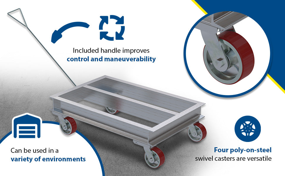 Vestil ACP-2136-20-HDL aluminum channel dolly with handle feature overview 1