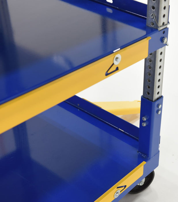 Vestil AEC-3660-3-GFN steel ergo cart with adjustable shelves and glass filled - view 7