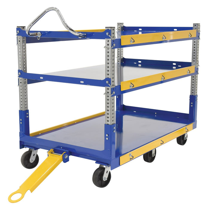 Vestil AEC-3660-3-GFN steel ergo cart with adjustable shelves and glass filled - view 3