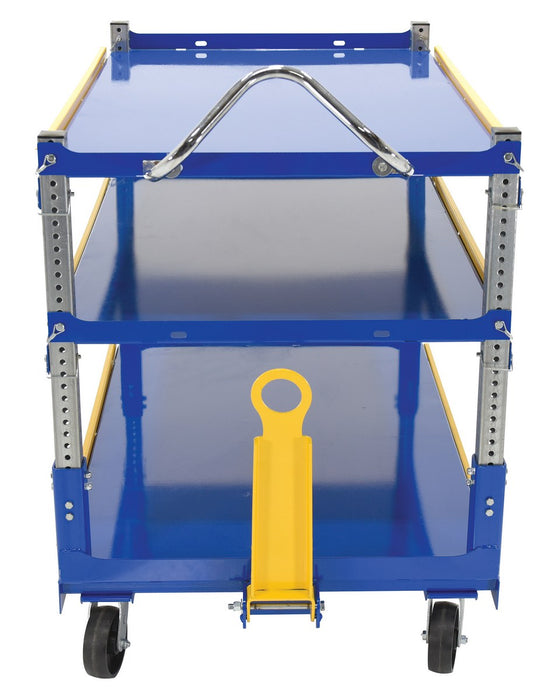 Vestil AEC-3660-3-GFN steel ergo cart with adjustable shelves and glass filled - view 4