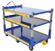 Vestil AEC-3660-3-MR Steel Ergo Cart with Adjustable Shelves and Mold On Rubber Casters 72-1/8 in. x 37-5/16 in. x 49-5/16 in