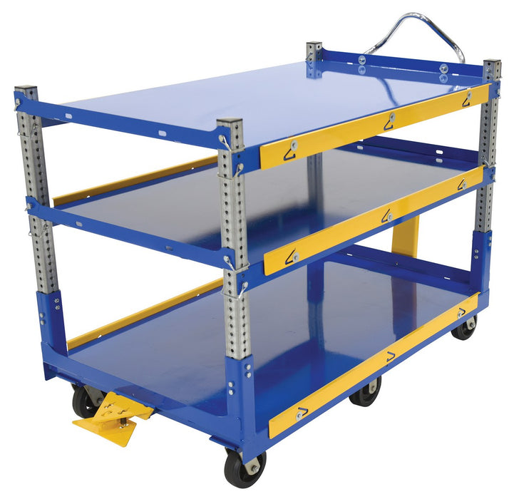 Vestil AEC-3660-3-MR steel ergo cart with adjustable shelves and mold on - view 2