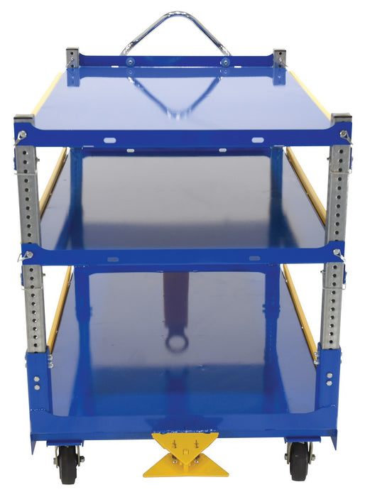 Vestil AEC-3660-3-MR steel ergo cart with adjustable shelves and mold on - view 3