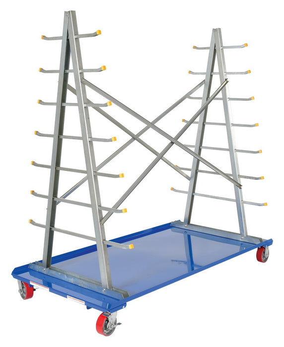 Vestil AFSR-3672 Steel A-Frame Rack Cart With Poly-On-Steel Casters 36 in. x 72 in. 2,000 lb. Capacity Blue