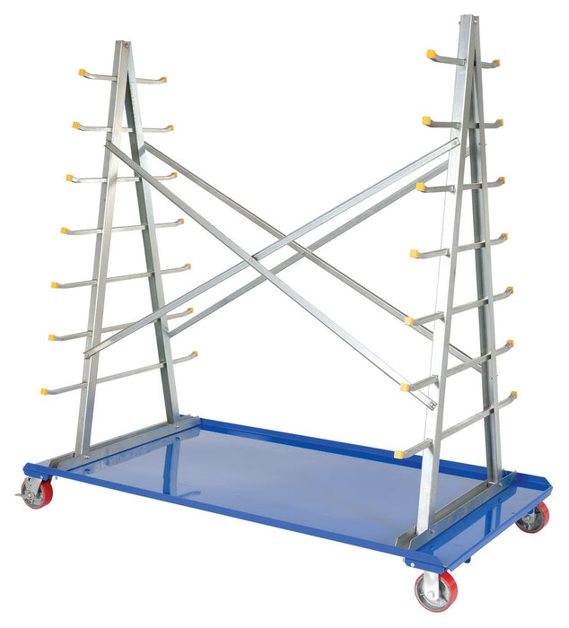 Vestil AFSR-3672 steel a-frame rack cart with poly-on-steel casters - view 2