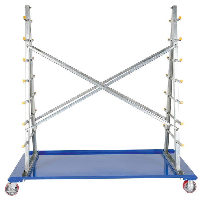 Vestil AFSR-3672 steel a-frame rack cart with poly-on-steel casters - view 3