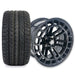 Empire Quest QGB 14x7 Gloss Black Wheel with X Comp Golf H/T Tire golf cart wheel and tire