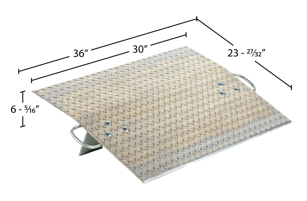 Vestil AH-3024 aluminum hand truck dock plate dimensions diagram