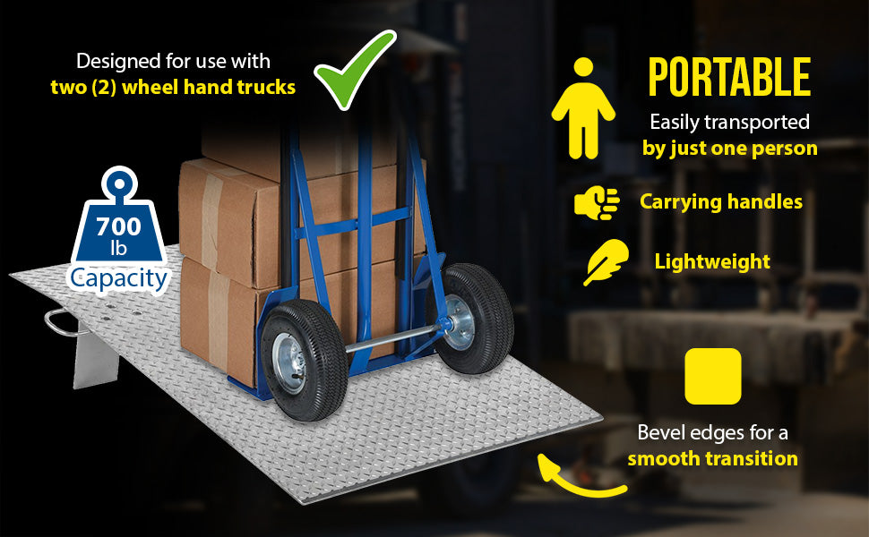 Vestil AH-3648 aluminum hand truck dock plate feature overview 2